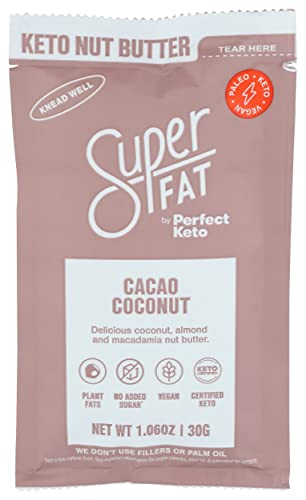 SUPERFAT - Perfect Keto Cacao Coconut Nut Butter, 1.06 OZ | Pack of 10