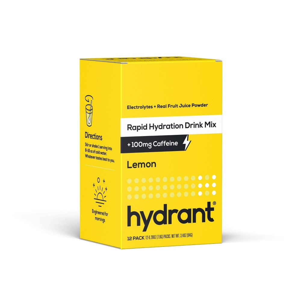 Hydrant - Rapid Hydration Mix +100 Mg Caffeine Lemon 12 Packet, 3.5 Oz