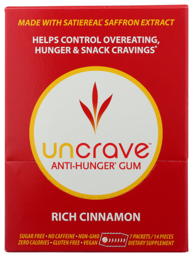 Uncrave - Gum Anti Hunger Cinmn 7Pk, 14 pieces.