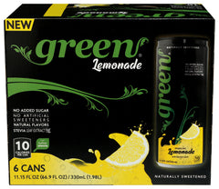 GREEN COLA - Green Lemonade - No Added Sugar, 6% Real Orange Juice, 20 Calories, Naturally Sweetened, Carbonated Soda, 11.15  | Pack of 4