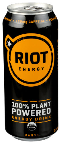 Riot Energy - Mango Plant Based Energy Drink, 16 oz | Pack of 12