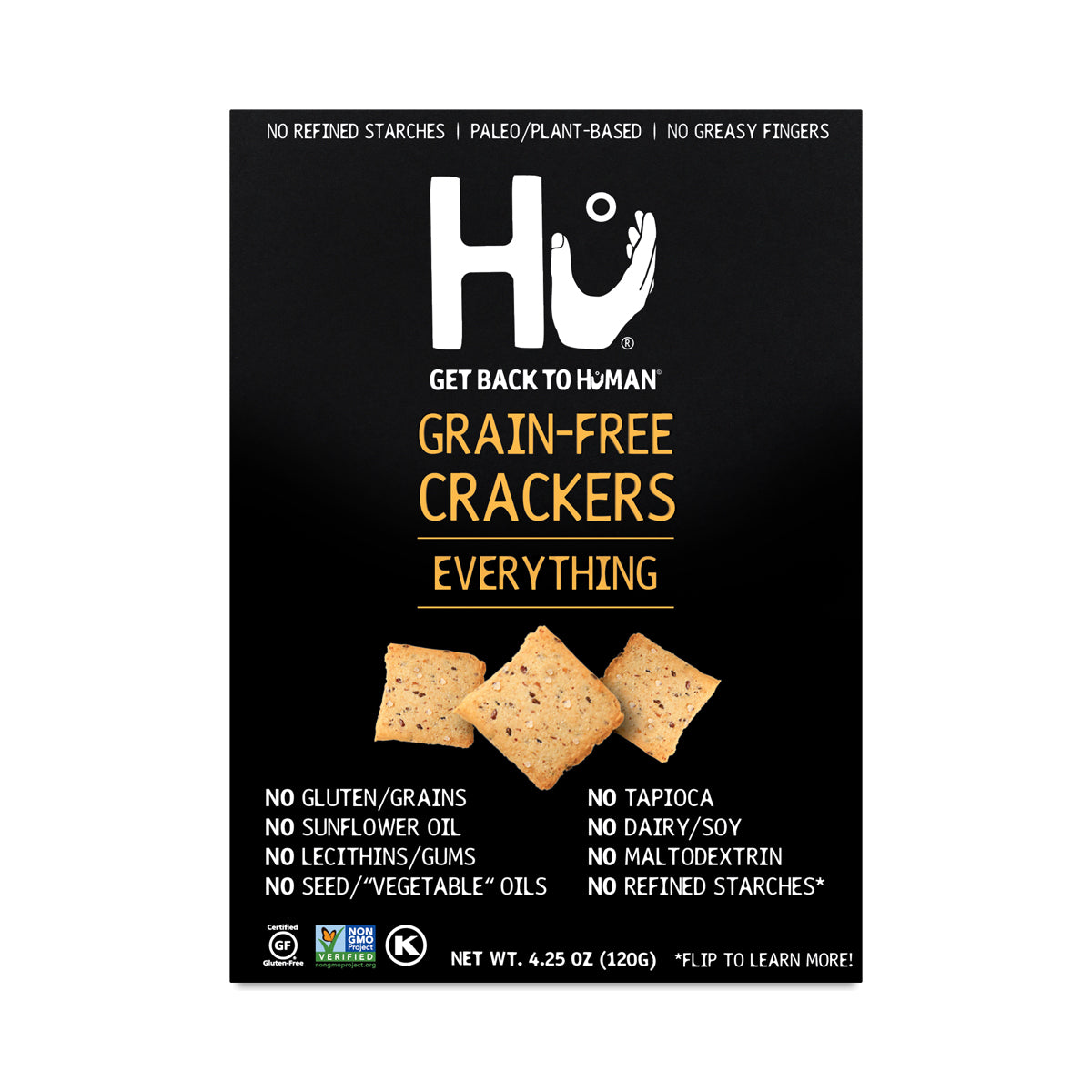 Hu - Grain-Free Crackers, Everything 4.25 oz | Pack of 6