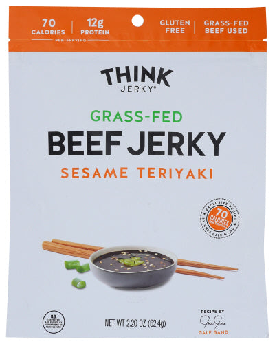 Think Jerky - Sesame Teriyaki Grassfed Beef Jerky, 2.2oz | Pack of 8