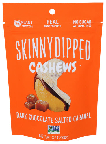 Skinnydipped - Dark Chocolate Salted Caramel Cashews, 3.5 OZ. | Pack of 10