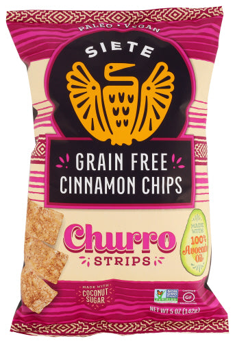 Siete - Grain Free Cinnamon Chips Churro Strips, 5 Oz | Pack of 12