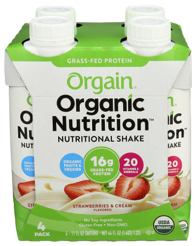 Orgain - Organic Nutrition Complete Protein Shake Strawberries & Cream, 4 PK | Pack of 3