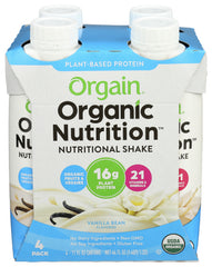 Orgain - Organic Nutrition Sweet Vanilla Bean Protein Shake 4Pk, 44 FO. | Pack of 3