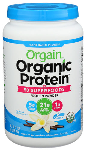 Orgain - Organic Vanilla Bean Plant Based Protein and Superfoods Powder, 2.02lb