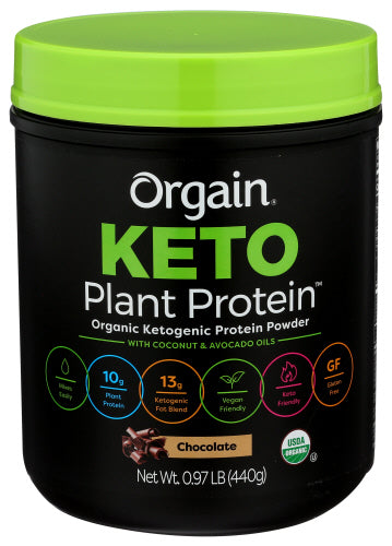 Orgain - Keto Plant-Based Chocolate Protein Powder, 0.97lb