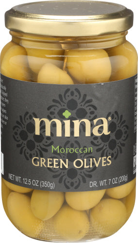 Mina - Moroccan Green Olives, 12.5 OZ | Pack of 6