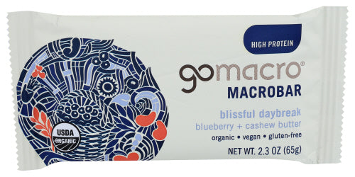 GOMACRO - Blueberry & Cashew Butter Macrobars , 2.3 Oz  | Pack of 12