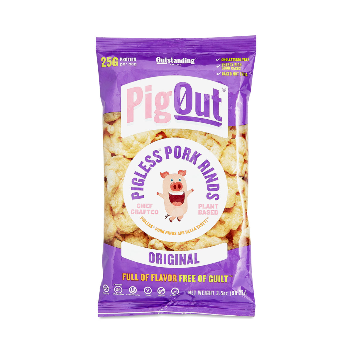 Pigout - Vegan Pork Rind Original, 3.5 oz | Pack of 12