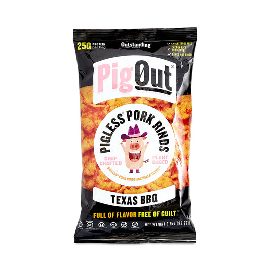 Pigout - Vegan Pork Rind Texas Bbq, 3.5 oz | Pack of 12