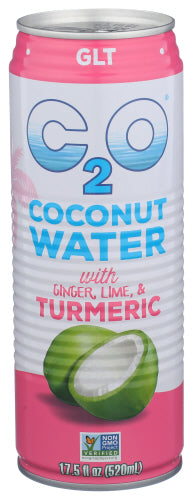 C2O - Pure Coconut Water with Ginger, Lime & Turmeric, 17.5 FO. | Pack of 12