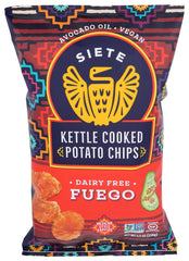 Siete - Kettle Cooked Potato Chips Dairy Free Fuego, 5.5 Oz | Pack of 6