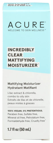 Acure - Incredibly Clear Mattifying Moisturizer, 1.7 Fl Oz