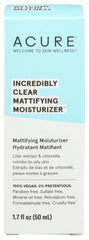 Acure - Incredibly Clear Mattifying Moisturizer, 1.7 Fl Oz