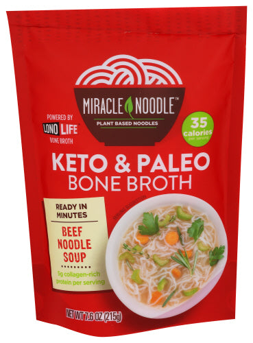 Miracle Noodle - Beef Bone Broth Noodle Soup, 7.6 Oz | Pack of 6