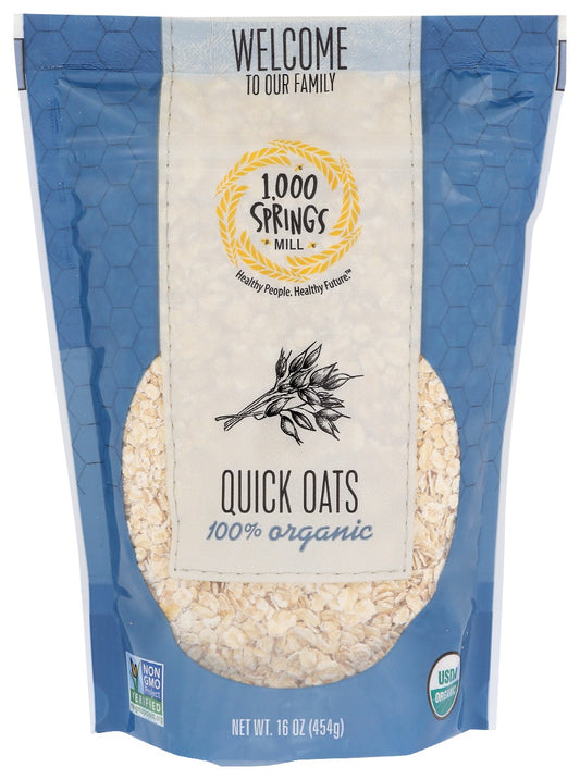1000 Springs Mill -  Organic Quick Oats, 16 Oz  | Pack of 4