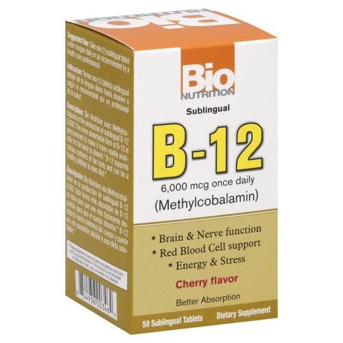Bio Nutrition - B12 Sublingual - 6000 Mcg - 50 Tablets