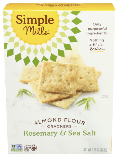 Simple Mills - Rosemary Sea Salt Crackers, 4.25 Oz | Pack of 6