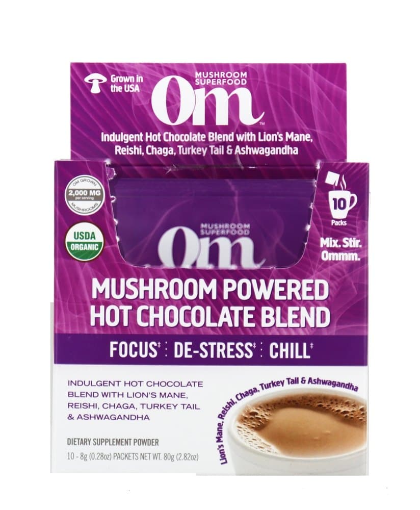 Om Mushroom Superfood - Hot Chocolate Blend Powered 10 Packet, 2.82 oz