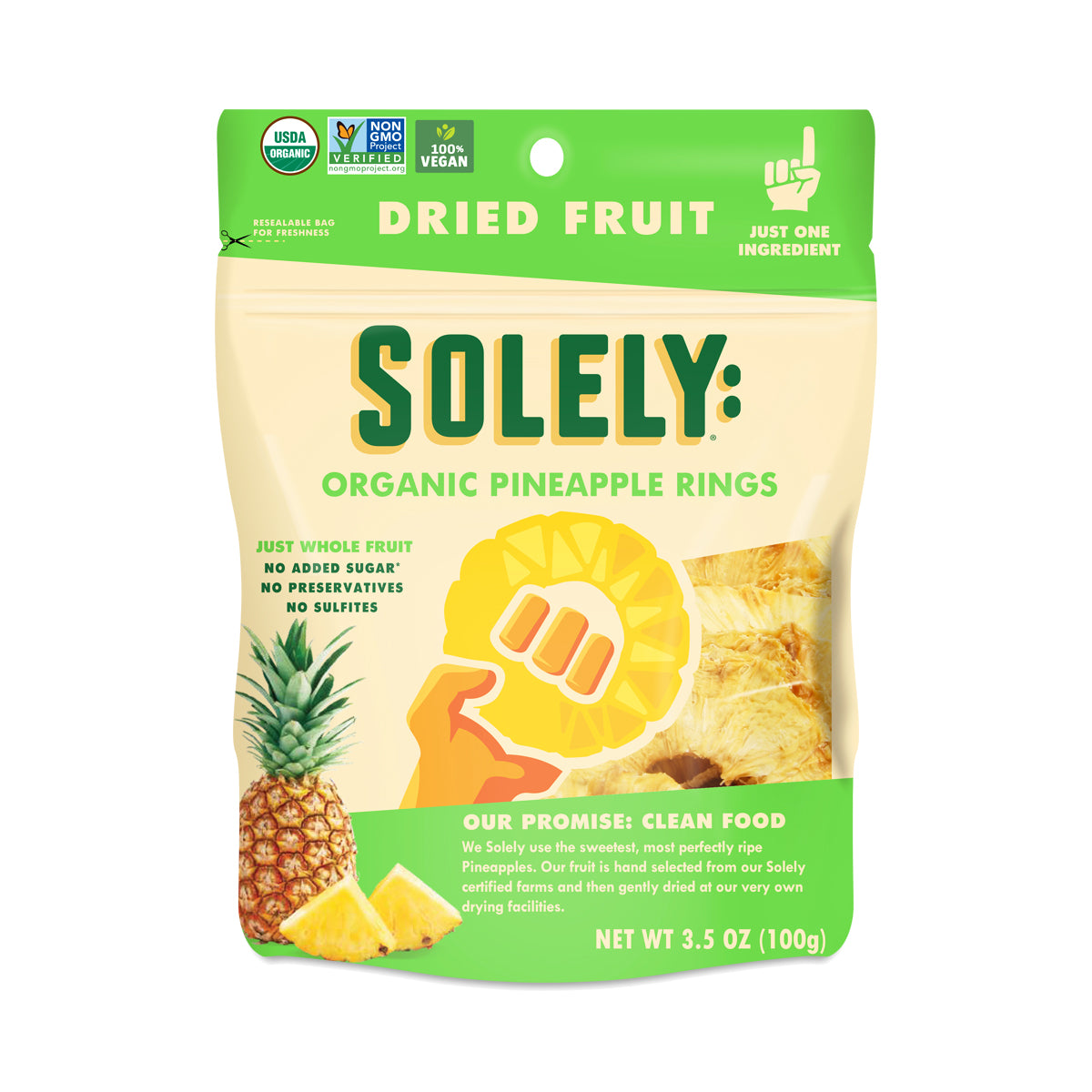 Solely - Fruit Dried Pineapple Organic , 3.5 oz | Pack of 6