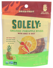 Solely Fruit - Organic Dried Fruit Pineapple Rings Chili & Salt, 2.2 Oz | Pack of 8