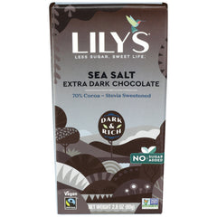 Lily's Sweets - Sea Salt Extra Dark Chocolate Bar, 2.8 Oz | Pack of 12