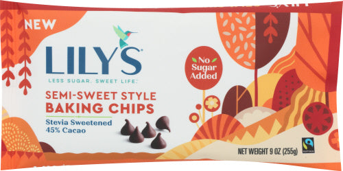 Lily's Sweets - Semi-Sweet Style Baking Chips 45% Cacao, 9 Oz | Pack of 12