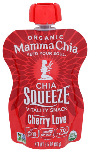 MammaChia - Squeeze Vitality Snack Cherry Beet, 3.5 Oz | Pack of 16