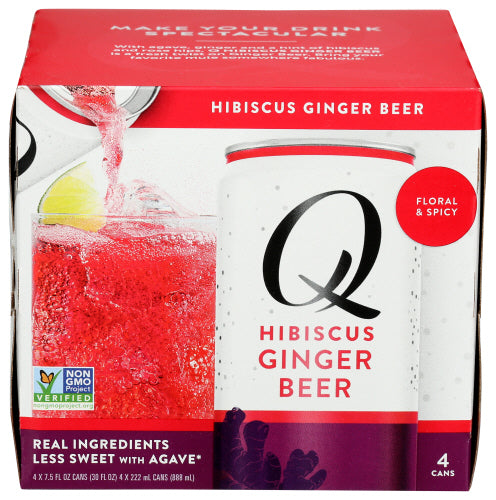 Q Tonic - Hibiscus Ginger Beer 4Pack, 30 FO. | Pack of 6