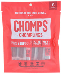 Chomps - Mini Grass-Fed Beef Chomplings Original 6 Sticks, 3 Oz - Pack of 10