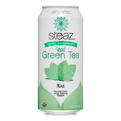 Steaz - Organic Lightly Sweetened Mint Iced Green Tea, 16 Fl Oz | Pack of 12