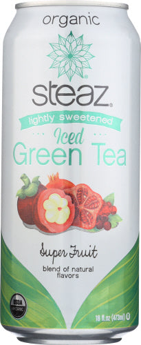 Steaz - Organic Lightly Sweetened Iced Green Tea, Super Fruit, 16Oz | Pack of 12