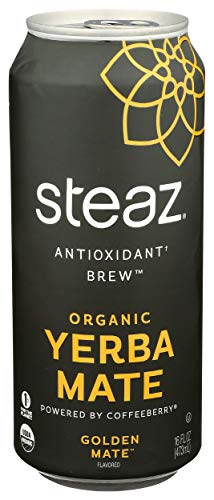 STEAZ - Golden Yerba Mate Drink, 16 Oz | Pack of 12