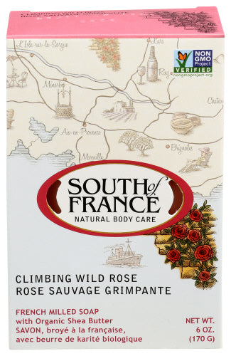 South of France - Climbing Wild Rose French Milled Oval Soap with Organic Shea Butter, 6 oz