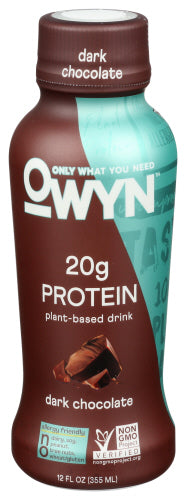 Owyn - Plant-Based Protein Drink Dark Chocolate, 12 oz | Pack of 12