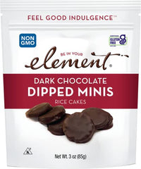 Element - Snacks Dark Chocolate Dipped Mini Rice Cakes, 3 Oz | Pack of 8