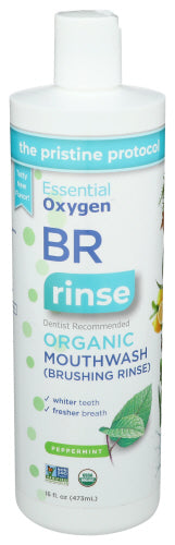 Essential Oxygen - BR Organic Mouthwash Brushing Rinse Peppermint, 16 Oz