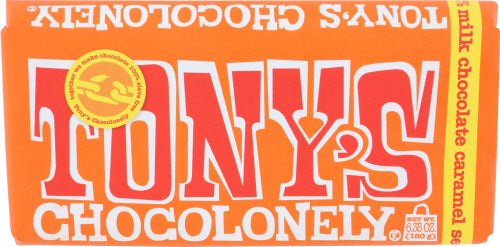 Tonys Chocolonely - Milk Chocolate Bar with Caramel and Sea Salt, 6.35OZ | Pack of 15