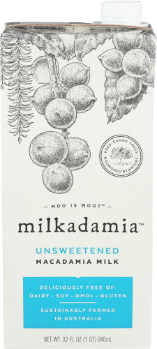 Milkadamia - Unsweetened Milk, 32 Fl Oz | Pack of 6