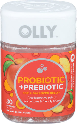 Olly - Probiotic + Prebiotic Gummies Peachy Peach, 30 Gummies