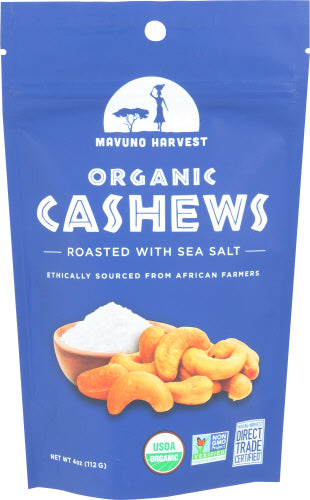 Mavuno Harvest - Sea Salt Roasted Cashew Nuts, 4 Oz | Pack of 6