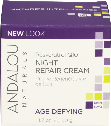 Andalou Naturals - Age Defying Resveratrol Q10 Night Repair Cream, 50g