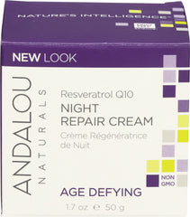 Andalou Naturals - Age Defying Resveratrol Q10 Night Repair Cream, 50g