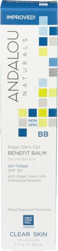 Andalou Naturals - BB Argan Stem Cell Benefit Balm Clear Skin SPF 30 Un-Tinted, 2 Fl Oz