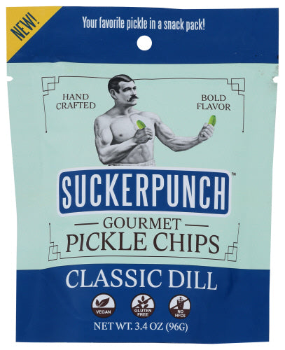 Suckerpunch - Classic Dill Gourmet Pickle Chips, 3.4 Oz | Pack of 12