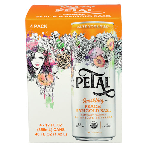 Petal - Sparkling Peach Marigold Basil 4 Pack, 12 oz | Pack of 6