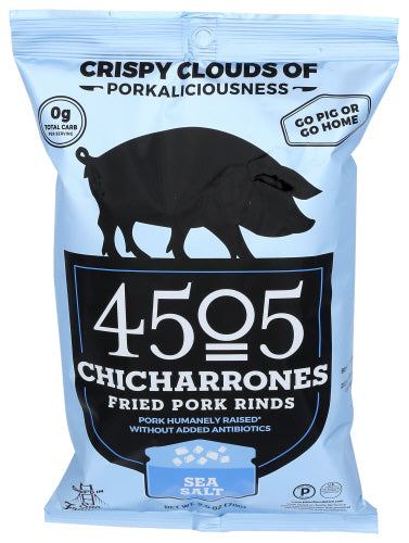 4505 Meats - Sea Salt Chicharrones Fried Pork Rinds, 2.5 Oz | Pack of 12